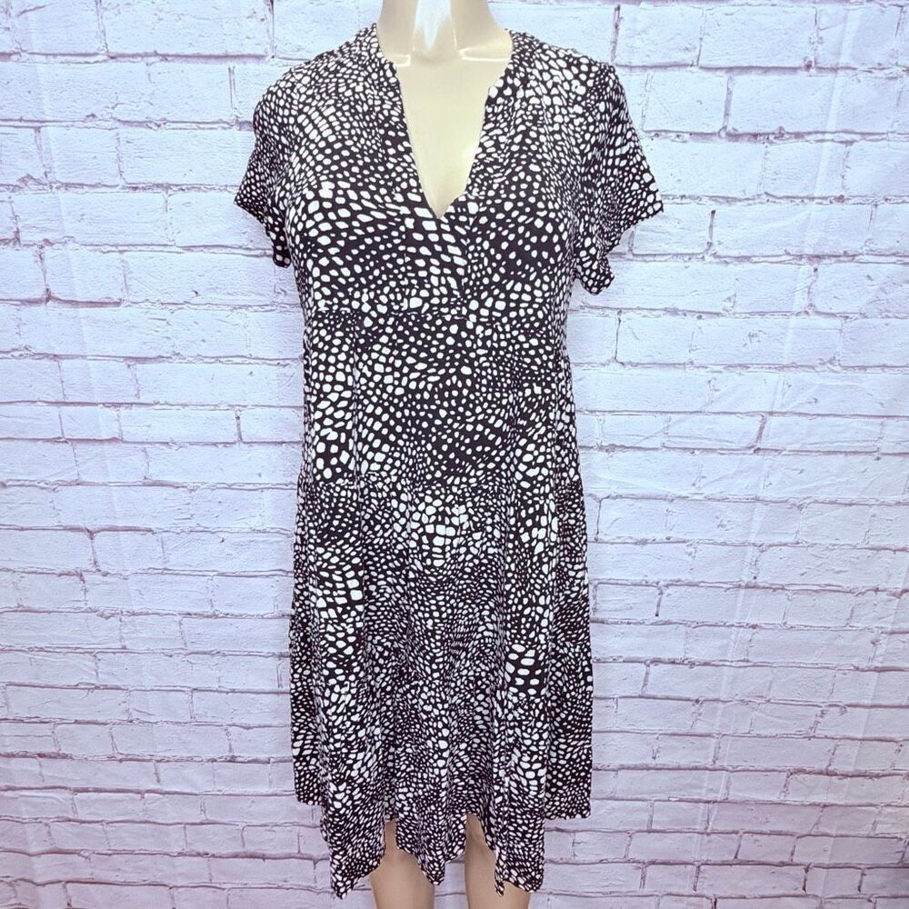 Anthropologie Maeve Womens Black White Tania Sacha Tiered Tunic Dress Sz Medium